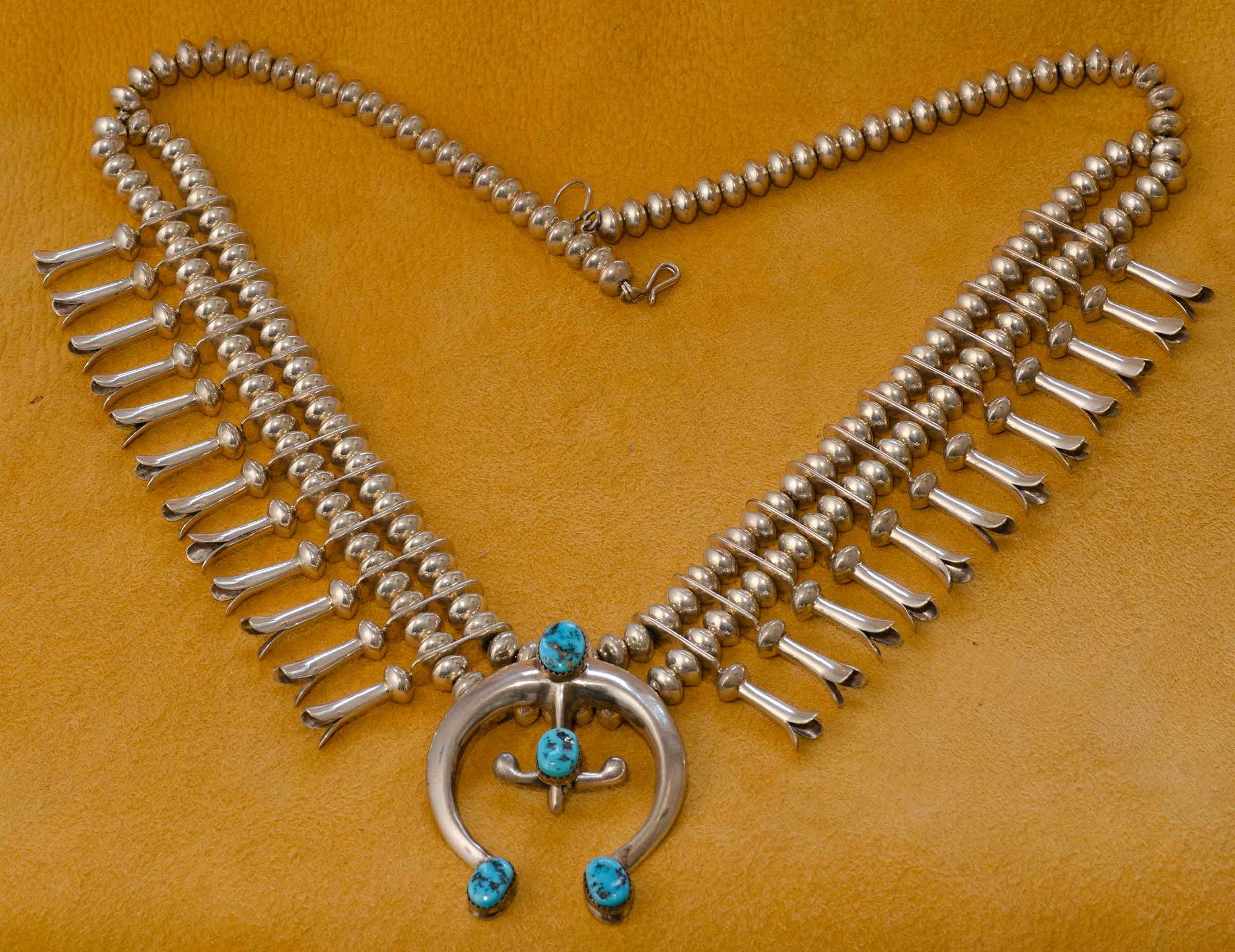 Yazzie Silver Beads and Turquoise Naja